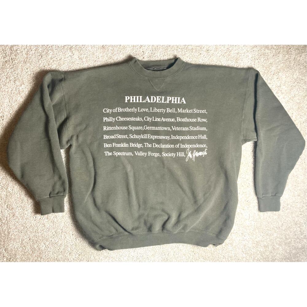Vintage John Wanamaker Philadelphia Sweatshirt Sweater Maze Olive Green XL